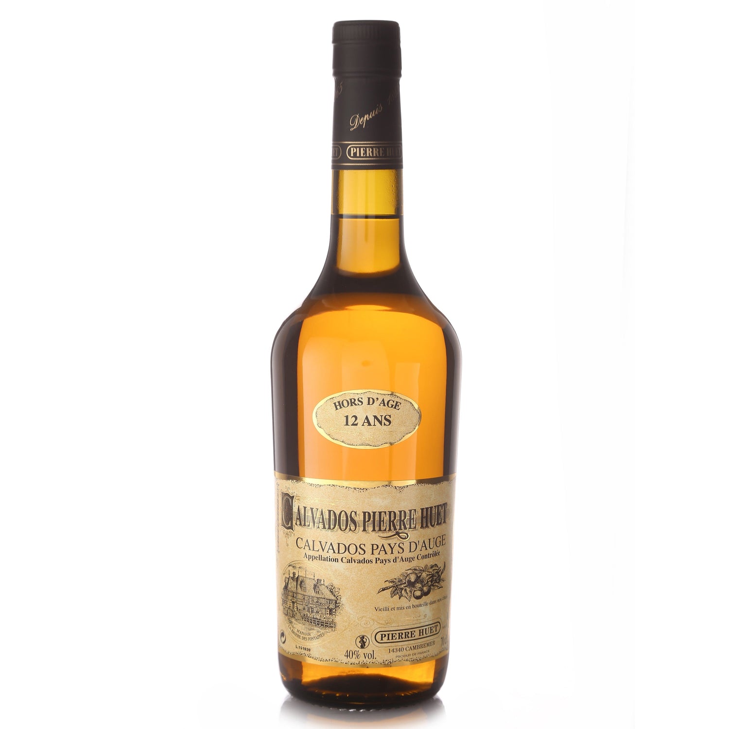 Pierre Huet Calvados Hors d'Age 12 Years 40% 700ML Bottle - Premium French Apple Brandy at Liquor Wine Cave