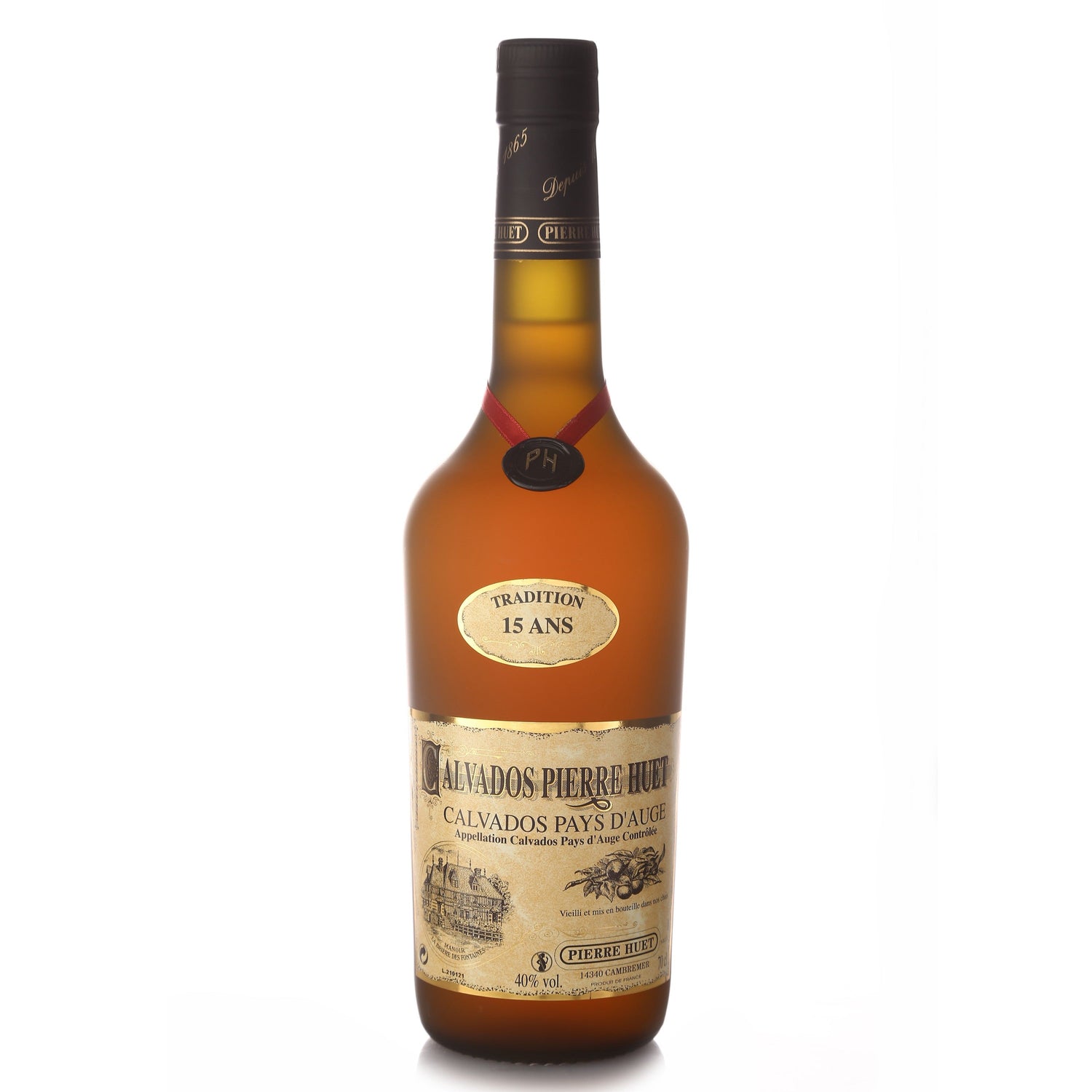 Pierre Huet Calvados Tradition 15 Years 40% 700ML Bottle - Premium French Apple Brandy at Liquor Wine Cave