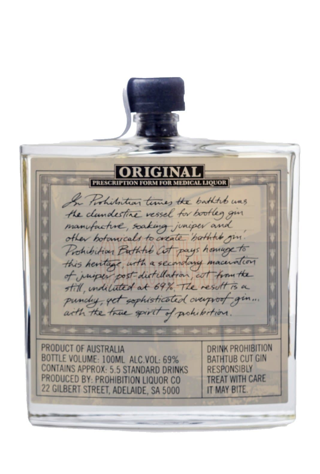 Prohibition Gin 'Bathtub Cut' 69% 100ml | Gin | Shop online at Spirits of France