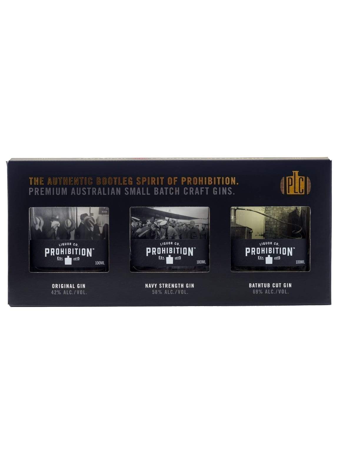 Prohibition Trio (Original, Bathtub & Navy) 3x 100ml | Gin | Shop online at Spirits of France