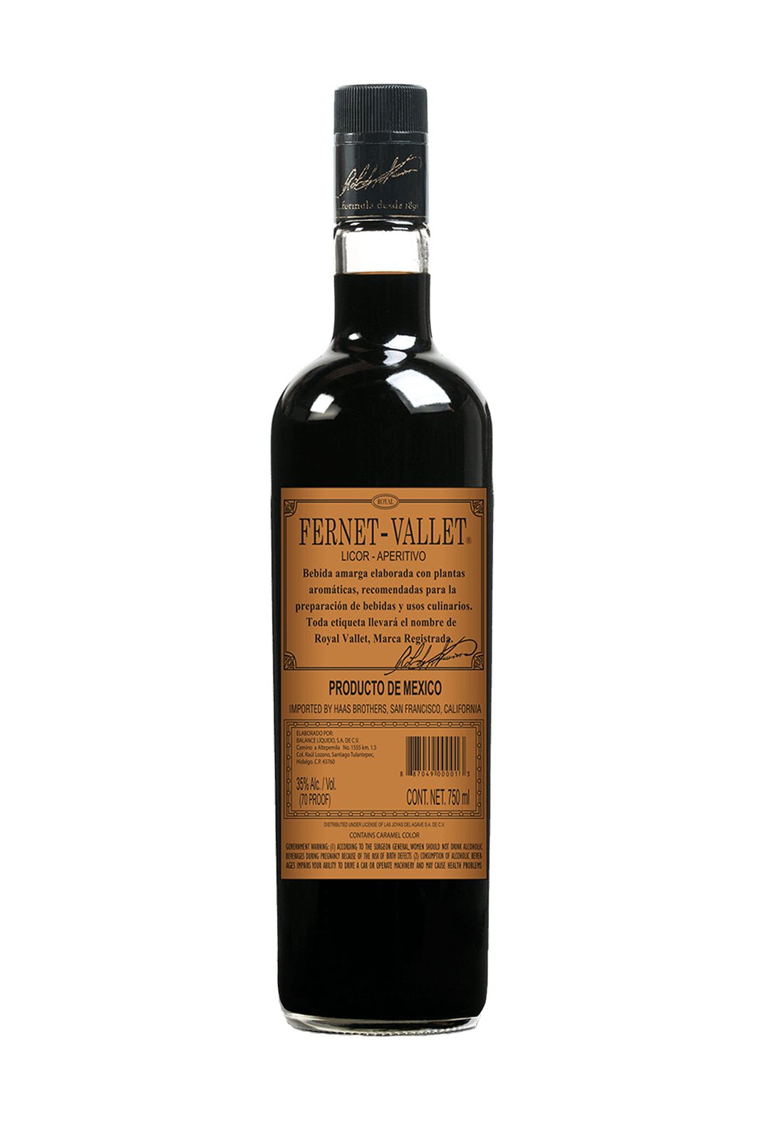 Fernet-Vallet Bitter liqueur 35% 750ml - Bitter - Liquor Wine Cave